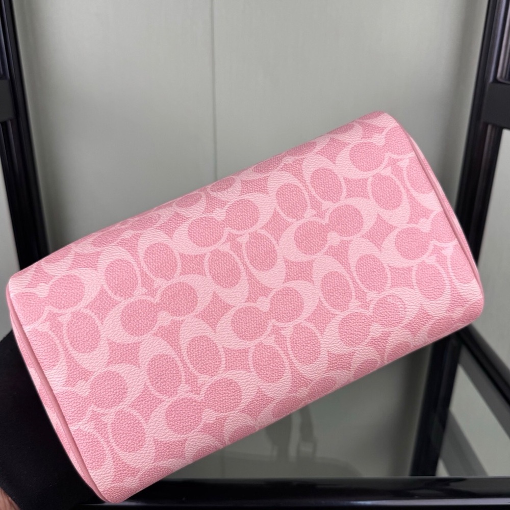 Coach Pastel Pink Logo Print Top Handle Satchel - Picture 7 of 8